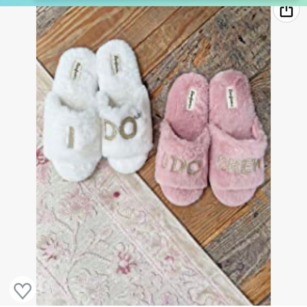 “I do” white & pink slippers